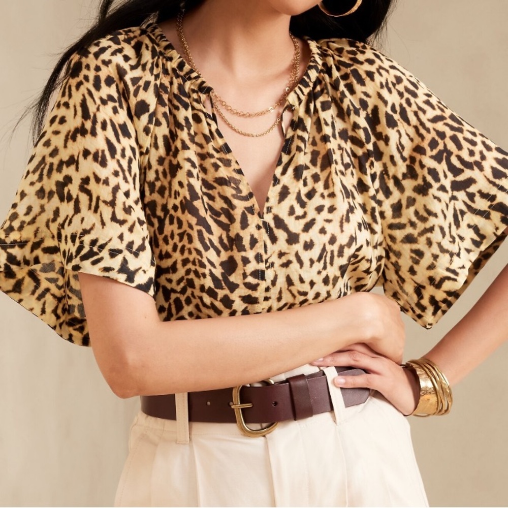 Chic Brown and Black Blouse with Elegant Design